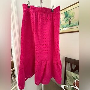 Time and True Eyelet Maxi Skirt. Bright Pink. NWT. Size Medium.
